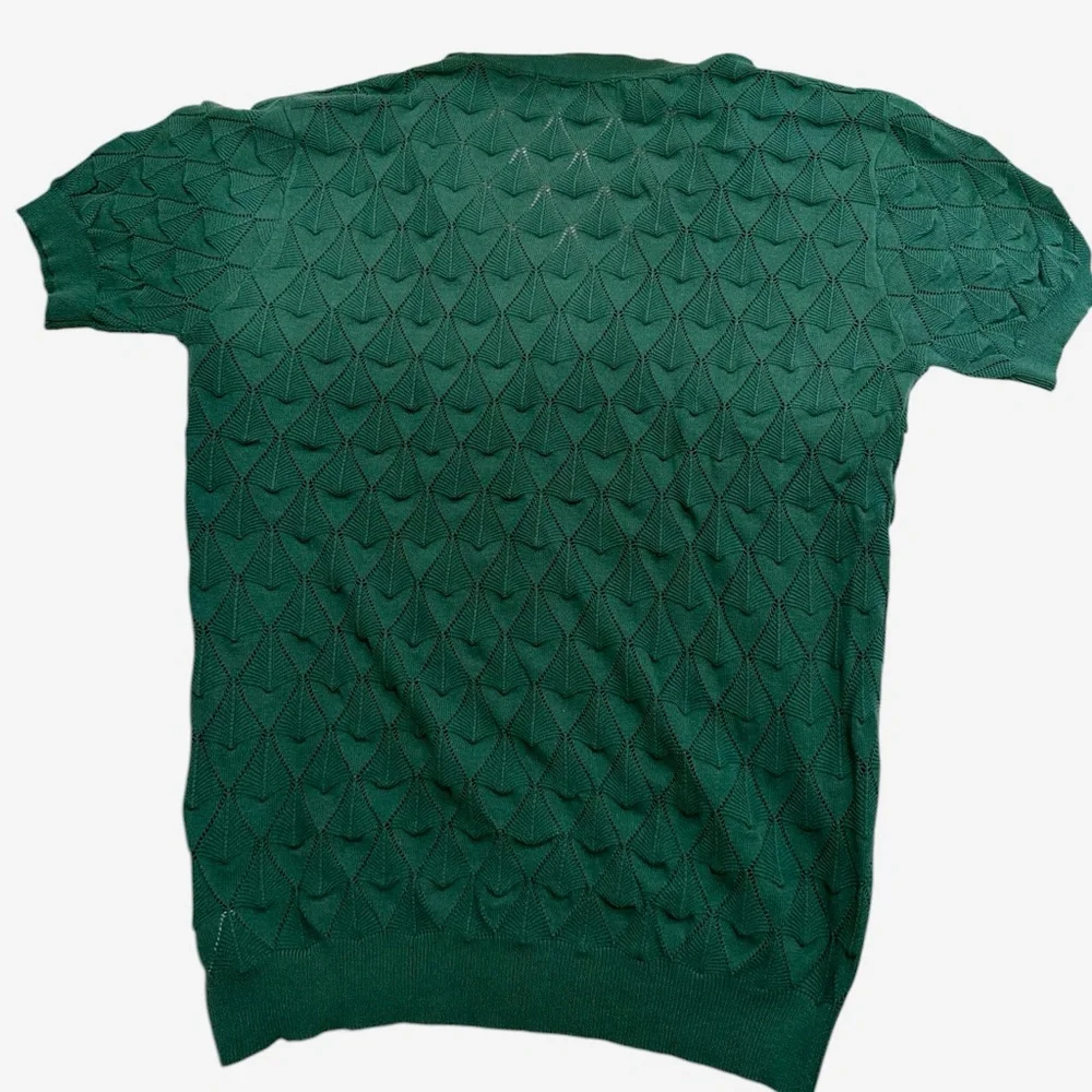 Vintage Green Short-Sleeve Knit Cardigan Sweater. Gently loved. - Picture 3 of 6